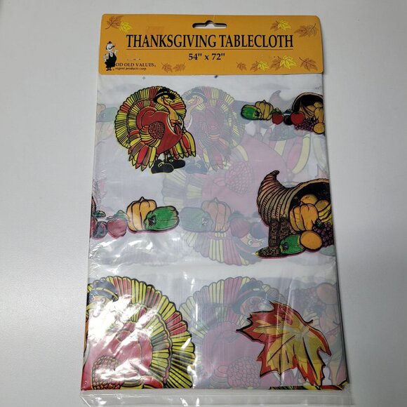 Thanksgiving Tablecloth 54" X 72" Good Old Values Regent Products Corp. Fall Tur - Picture 1 of 4